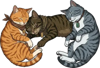 仕事を終えて眠っている猫スタッフたち